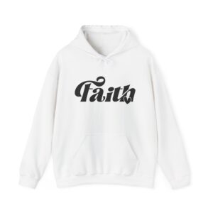 faith script hoodie – inspirational christian graphic hooded sweatshirt for women