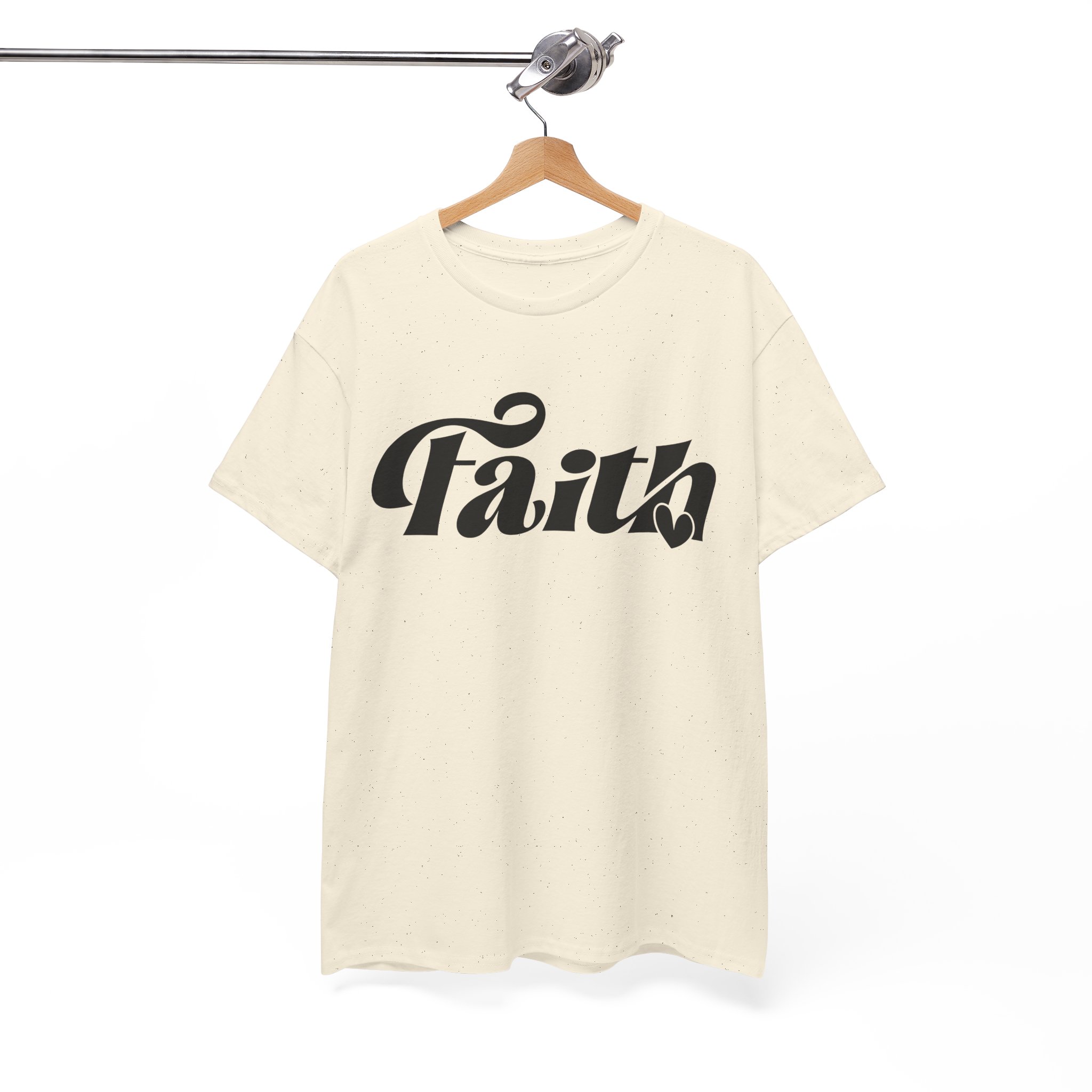 faith script t shirt — inspirational religious tee with heart accent