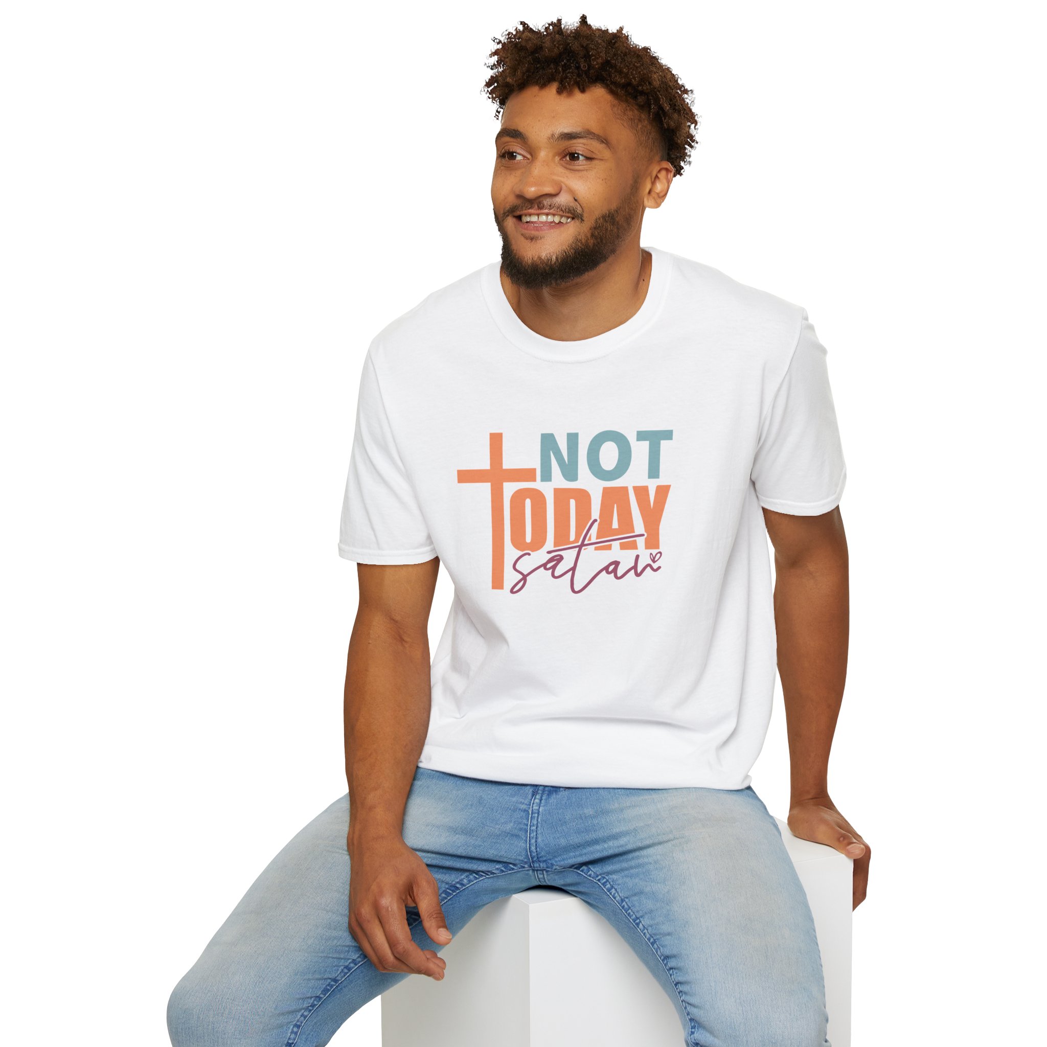 not today satan t shirt – christian inspirational faith tee with cross for men