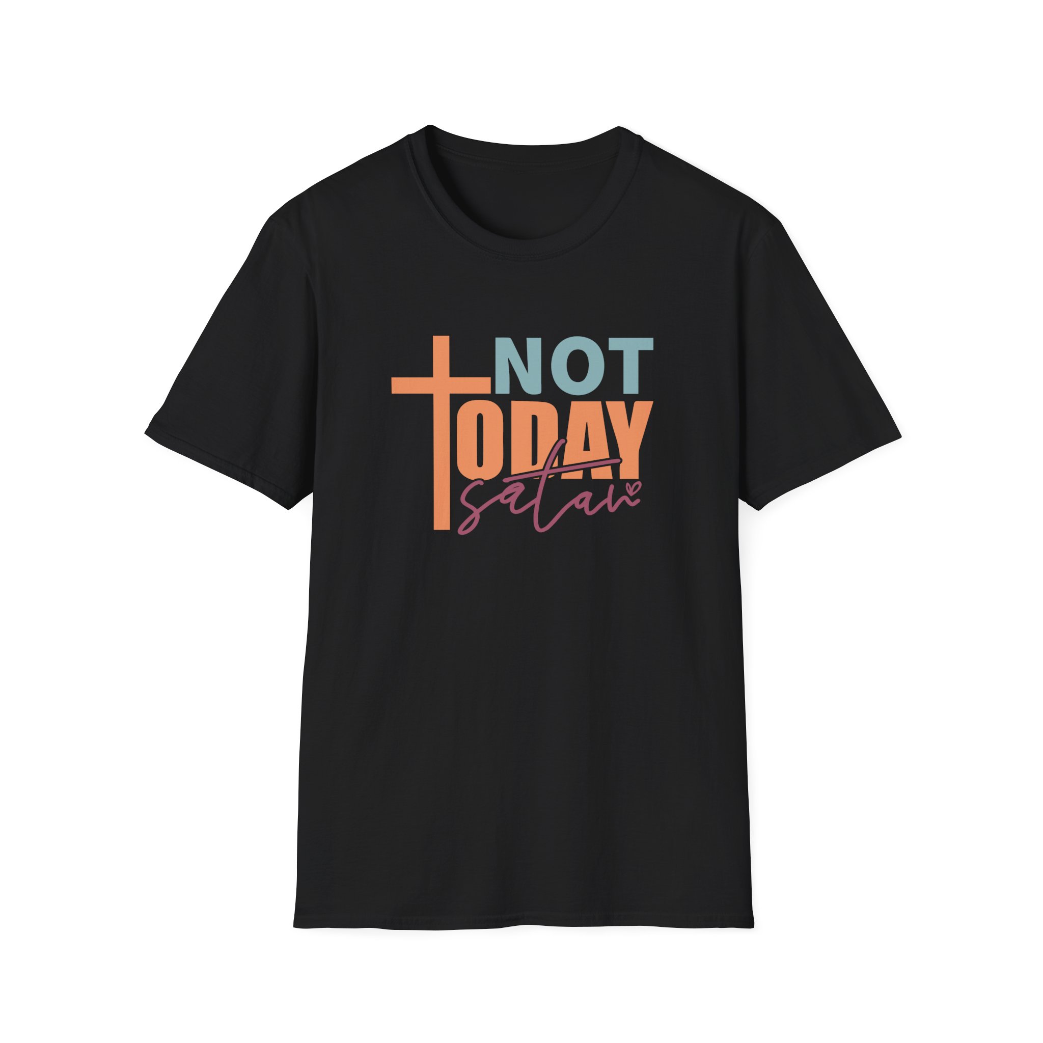 not today satan t shirt – christian inspirational faith tee with cross for men