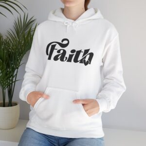 faith script hoodie – inspirational christian graphic hooded sweatshirt for women