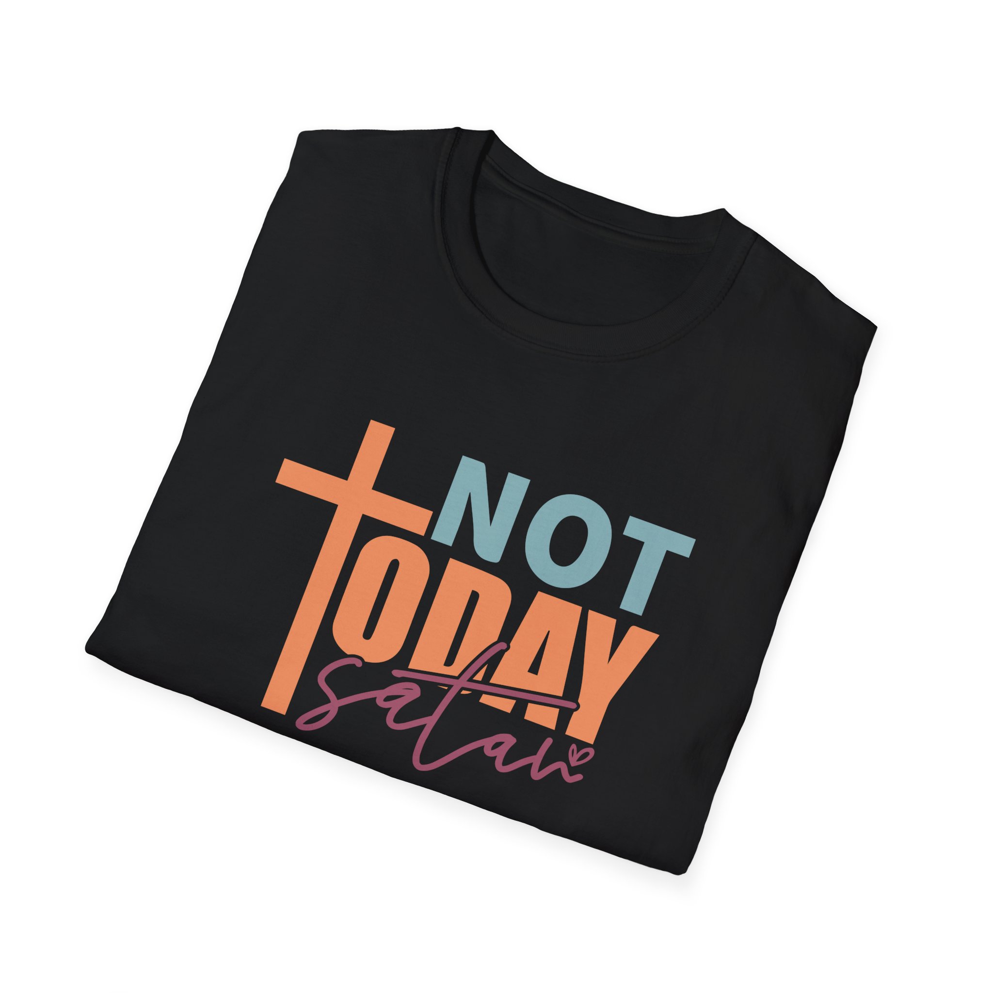 not today satan t shirt – christian inspirational faith tee with cross for men