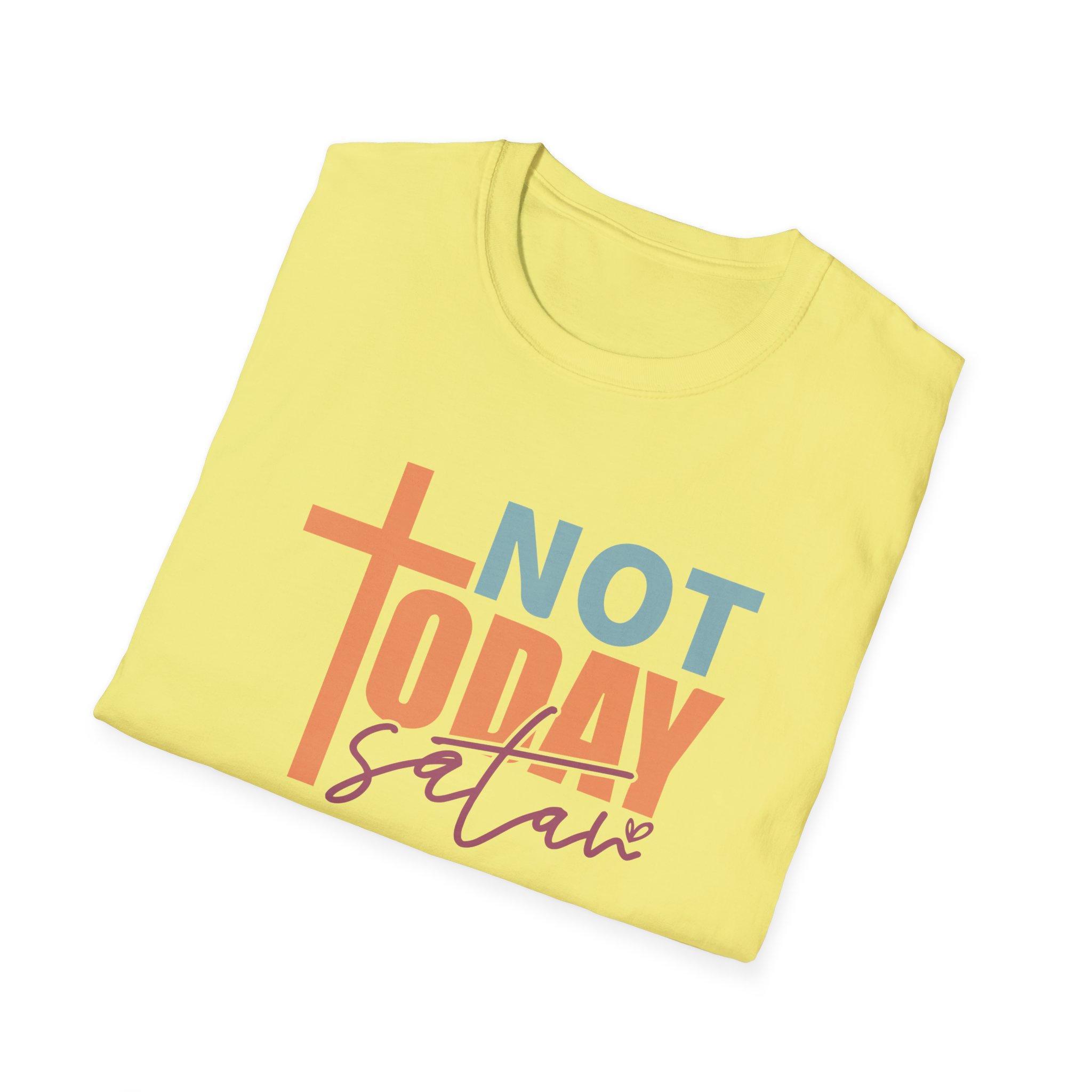 not today satan t shirt – christian inspirational faith tee with cross for men