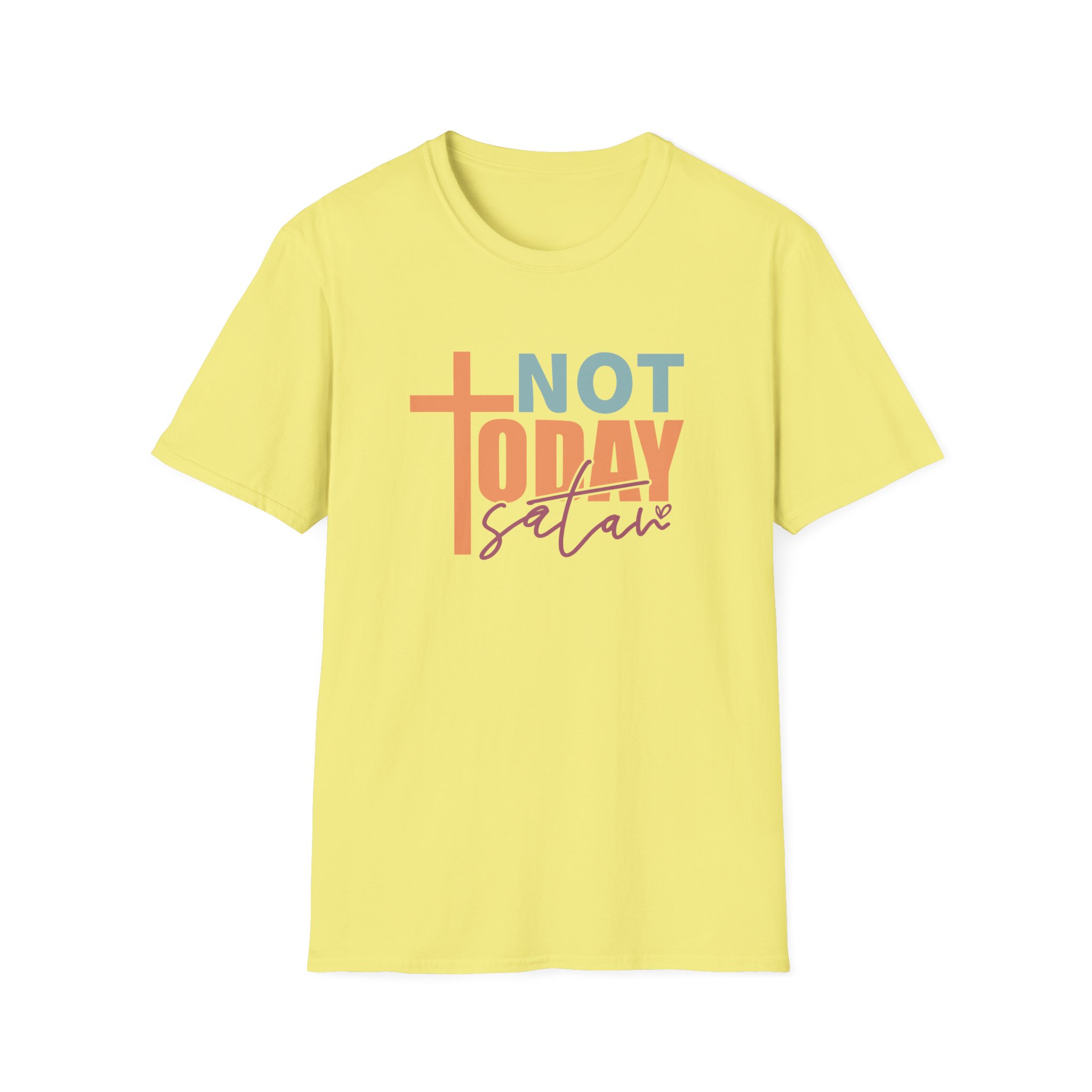 not today satan t shirt – christian inspirational faith tee with cross for men