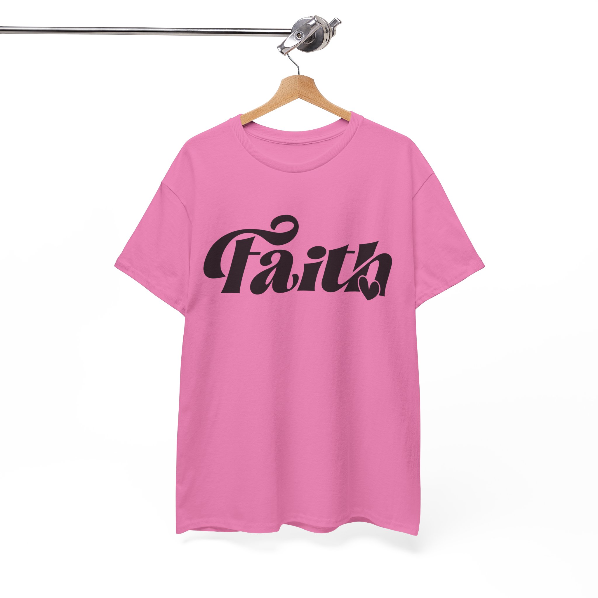 faith script t shirt — inspirational religious tee with heart accent