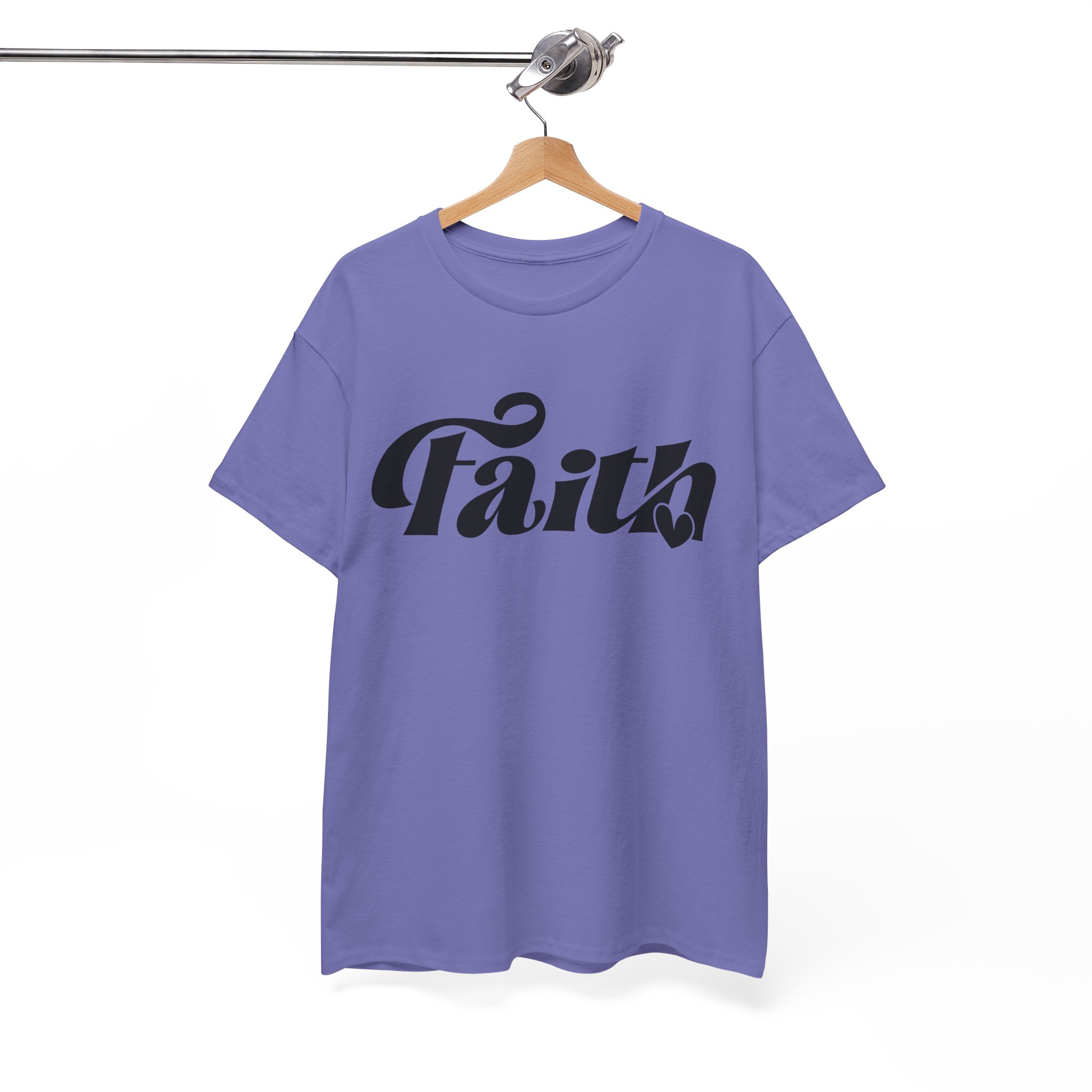 faith script t shirt — inspirational religious tee with heart accent