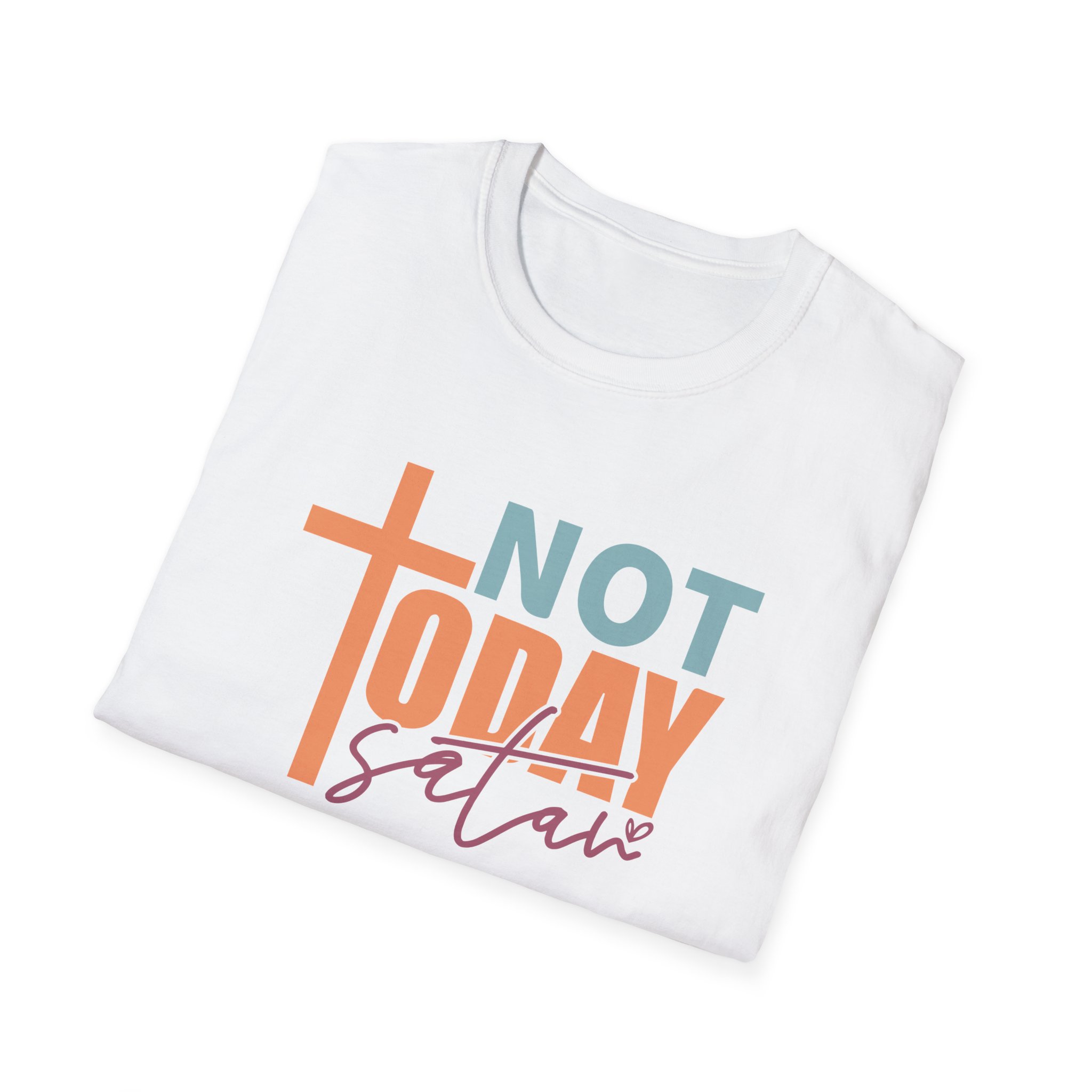 not today satan t shirt – christian inspirational faith tee with cross for men