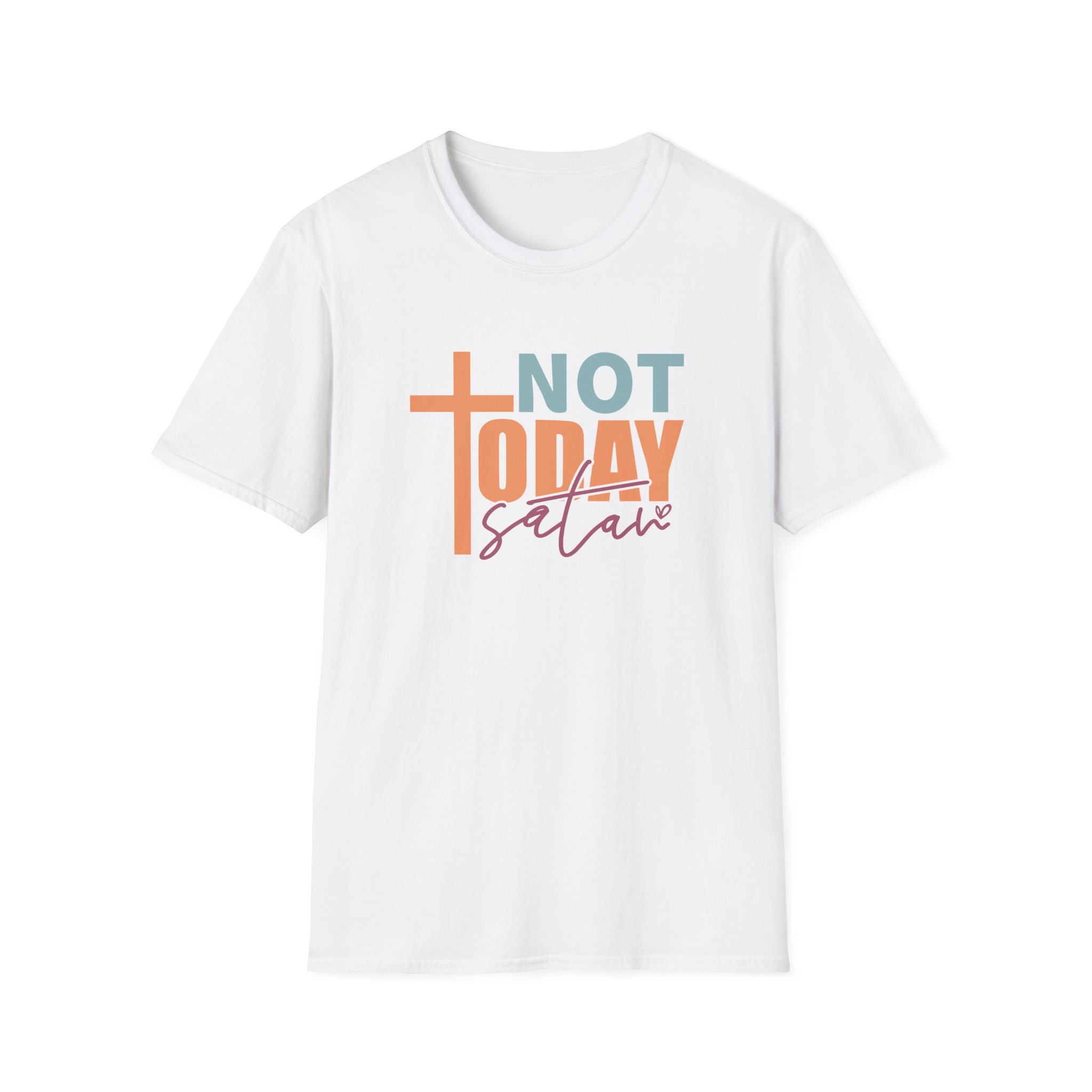 not today satan t shirt – christian inspirational faith tee with cross for men