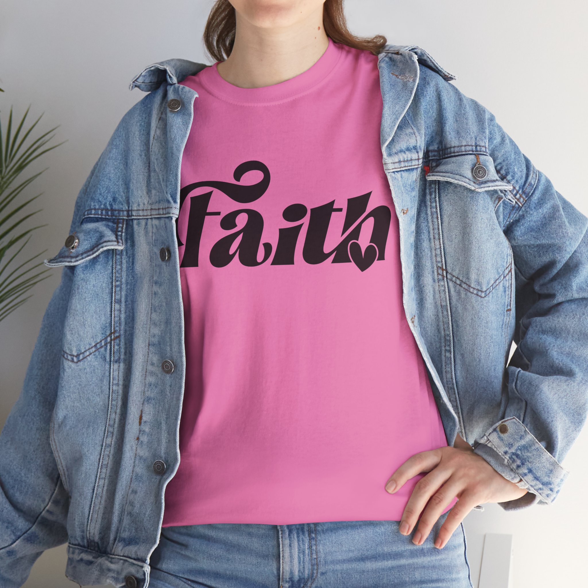 faith script t shirt — inspirational religious tee with heart accent